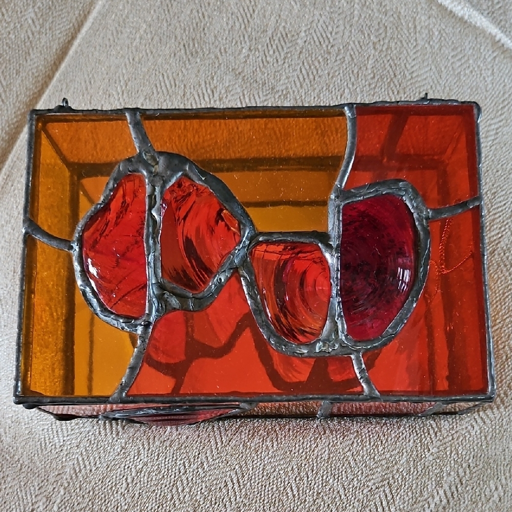 Richard MacDonald Mirrored Stained Glass Treasure Jewelry Box Signed RJM Artisan